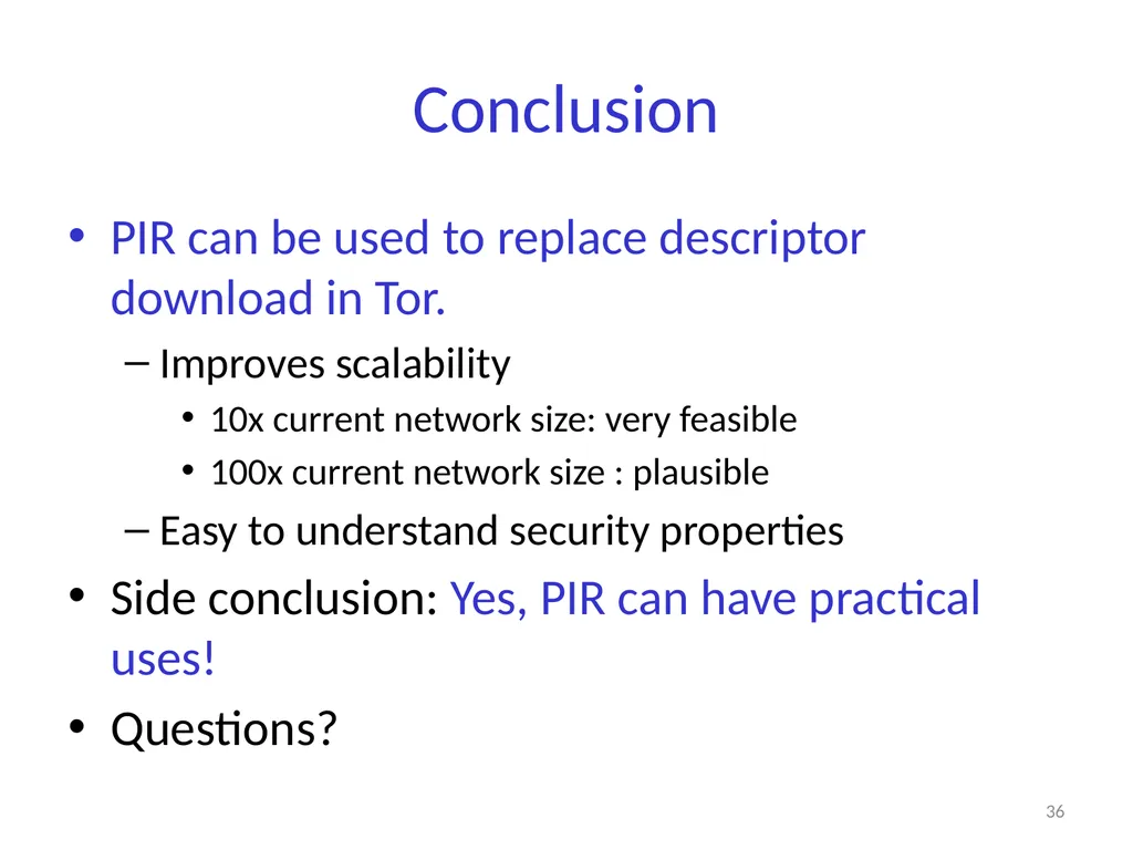 Private Information Retrieval Amir Houmansadr - slide 35 of 36