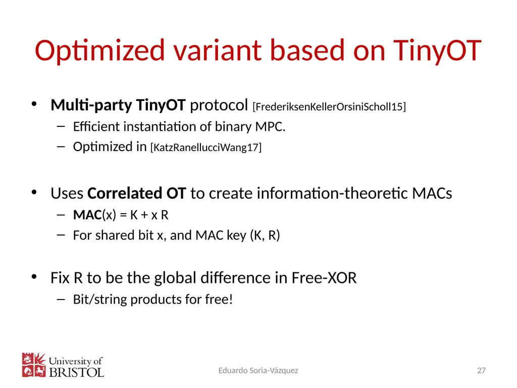 Multi-Party Computation: Second year Eduardo Soria - slide 27 of 32
