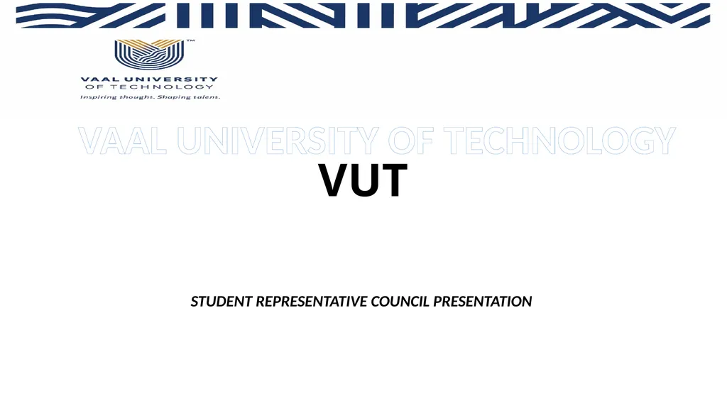 VUT STUDENT REPRESENTATIVE COUNCIL PRESENTATION - slide 1 of 13