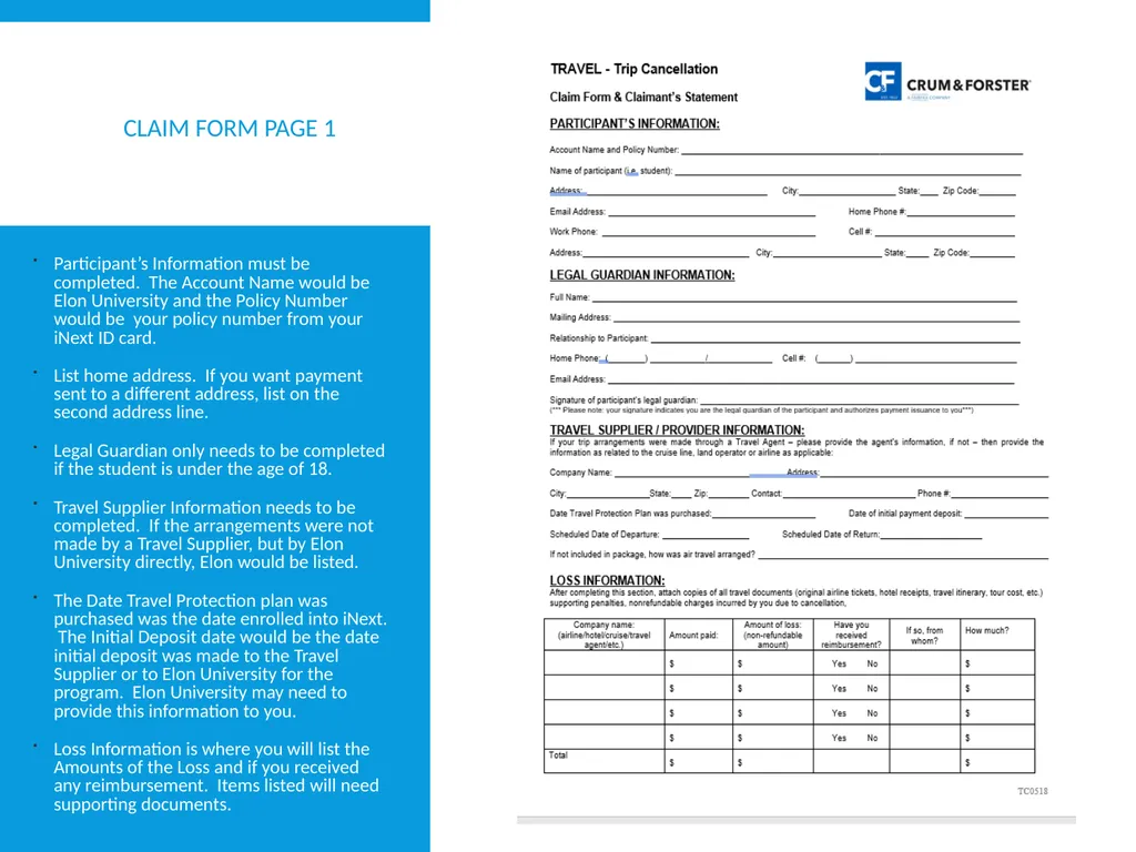 Trip Cancellation Claim Process iNext Insurance - slide 2 of 4