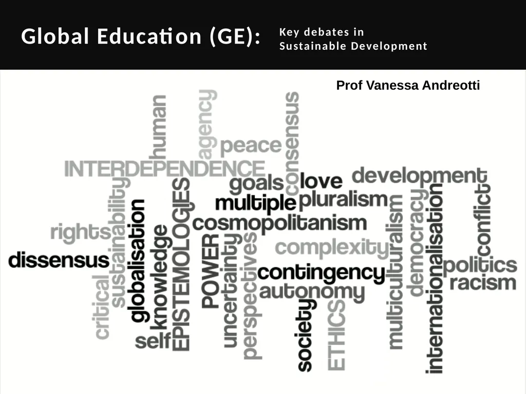Global Education (GE): Key debates in Sustainable - slide 1 of 9