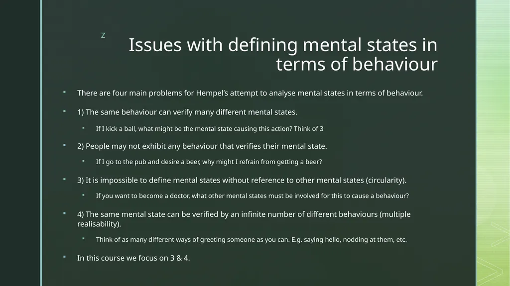 Two objections to hard behaviourism Michael - slide 4 of 10