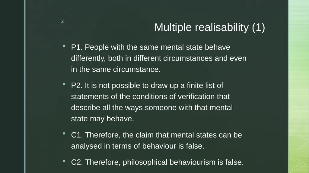 Two objections to hard behaviourism Michael - slide 7 of 10