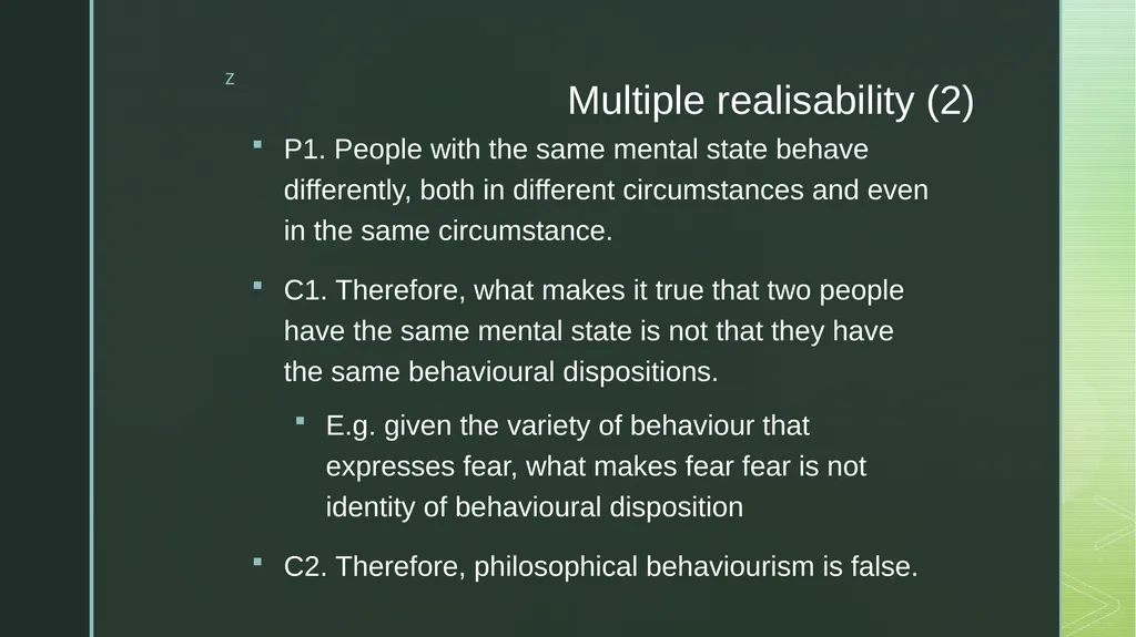 Two objections to hard behaviourism Michael - slide 8 of 10