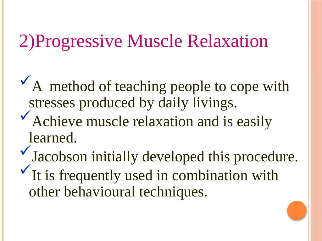 PSYCHOTHERAPEUTICS BEHAVIOURAL THERAPY CONTENTS - slide 14 of 20