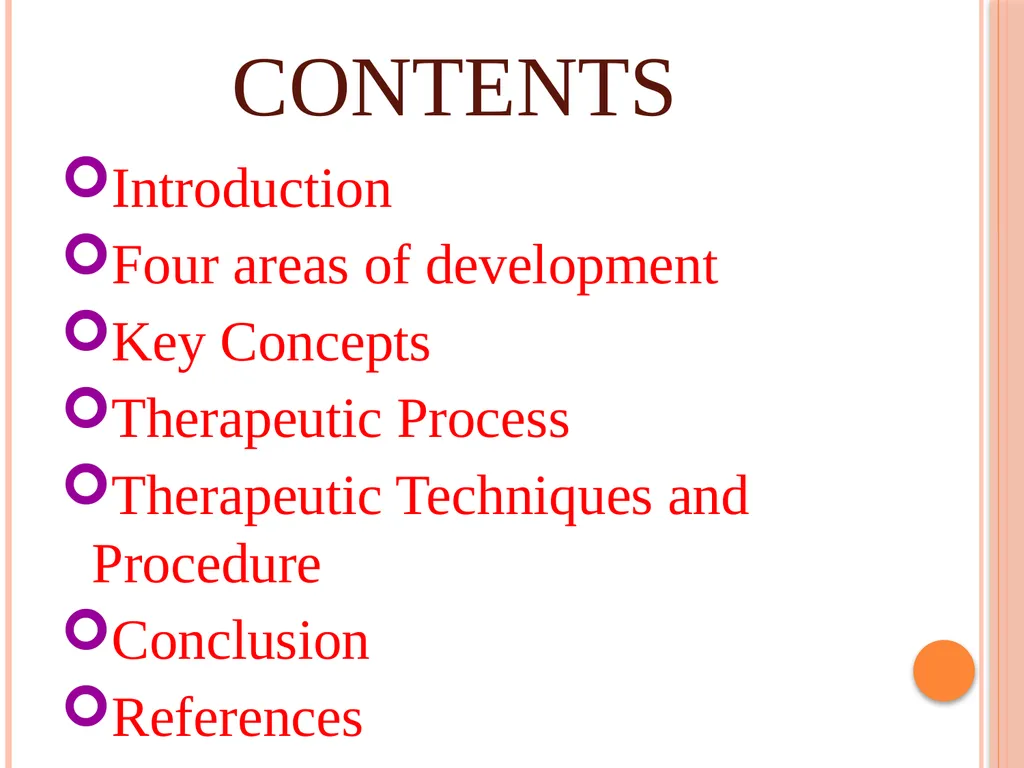 PSYCHOTHERAPEUTICS BEHAVIOURAL THERAPY CONTENTS - slide 3 of 20