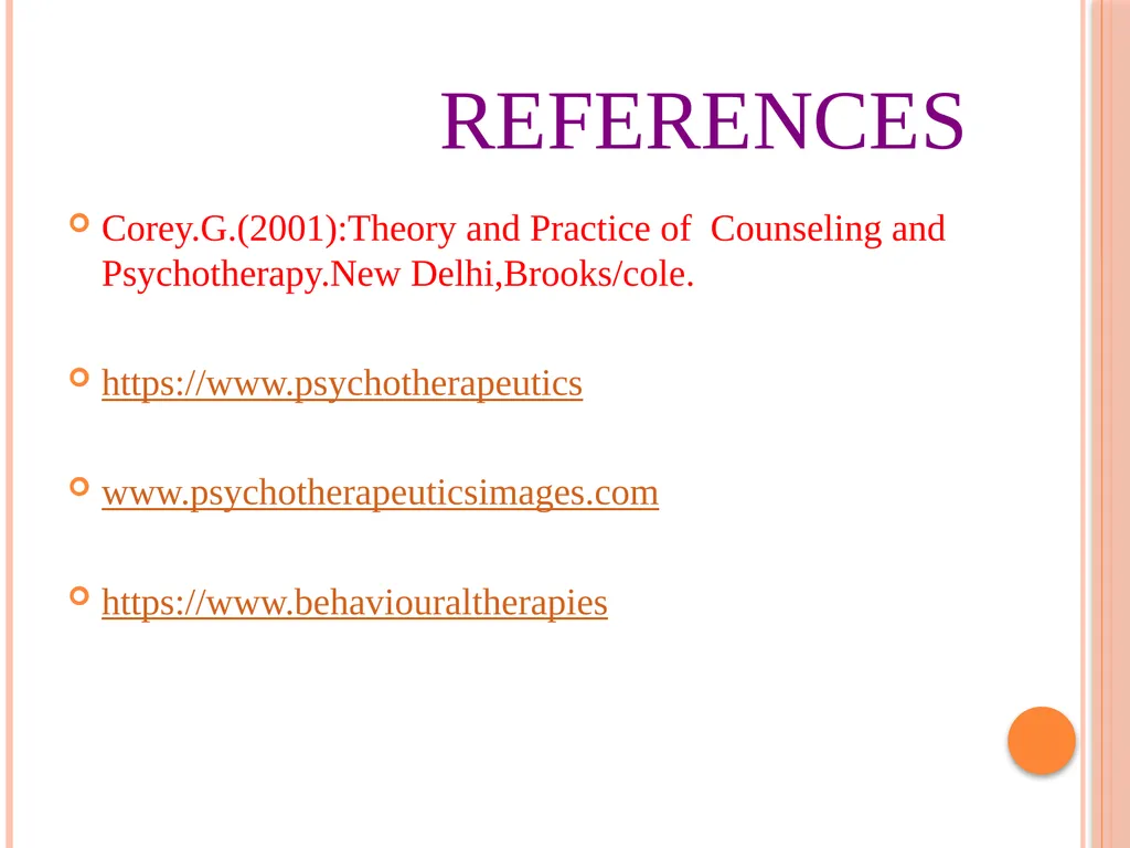 PSYCHOTHERAPEUTICS BEHAVIOURAL THERAPY CONTENTS - slide 19 of 20