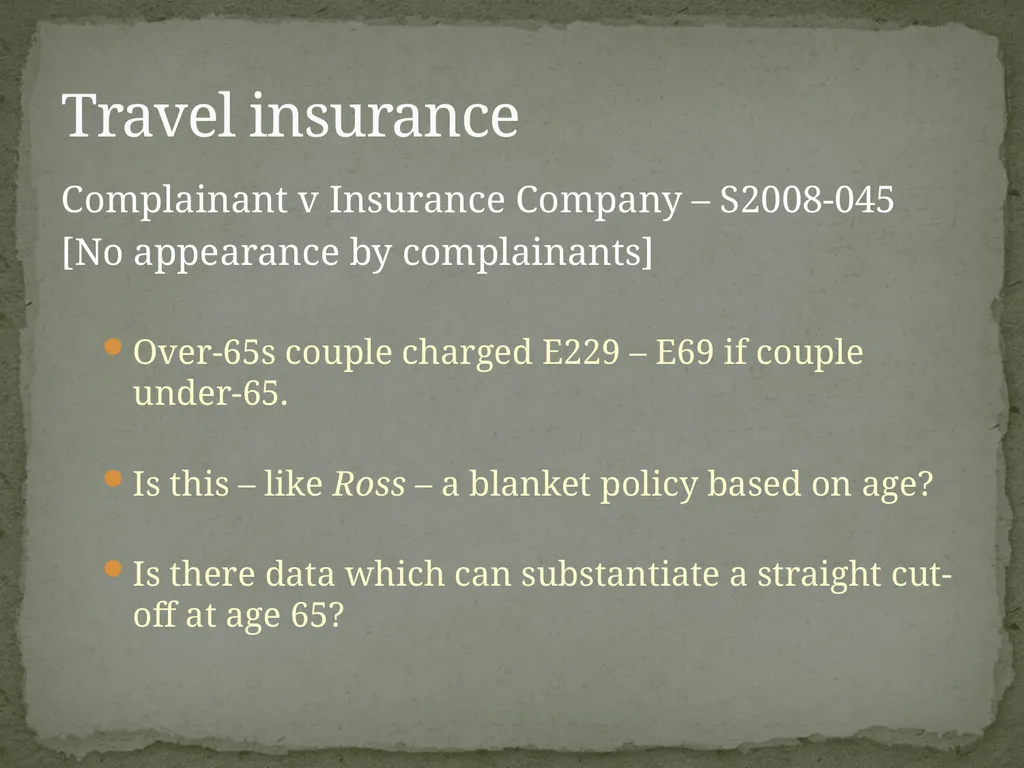 ATTITUDES TO HEALTH AND AGE IN INSURANCE: SOME - slide 17 of 21