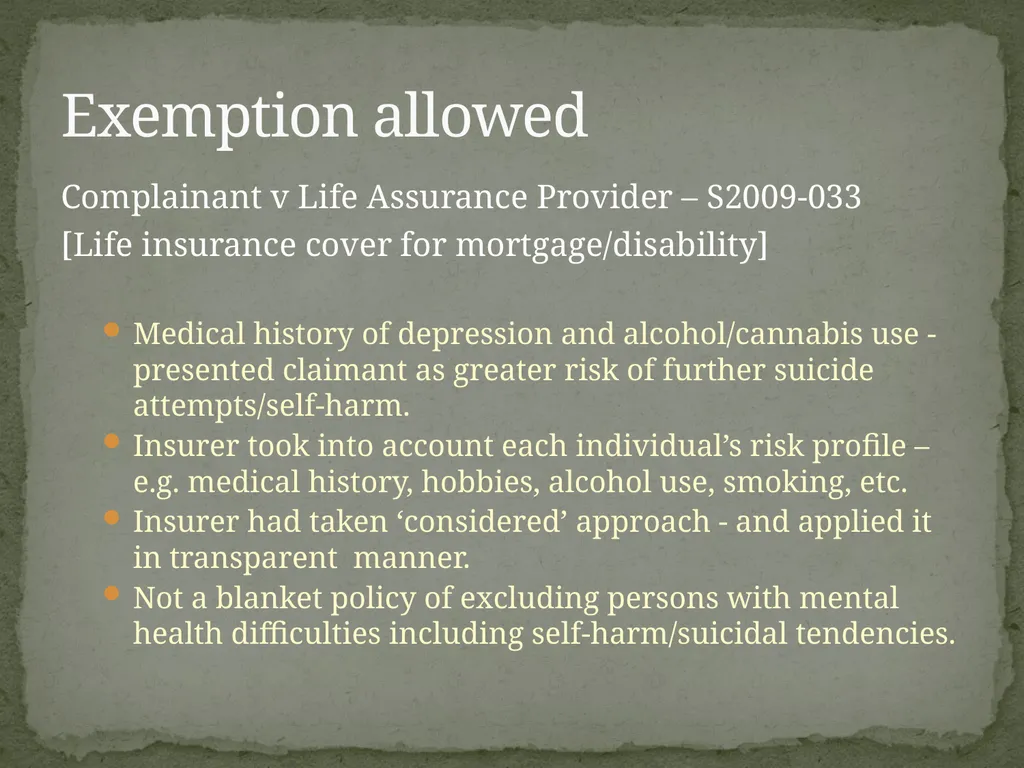 ATTITUDES TO HEALTH AND AGE IN INSURANCE: SOME - slide 13 of 21