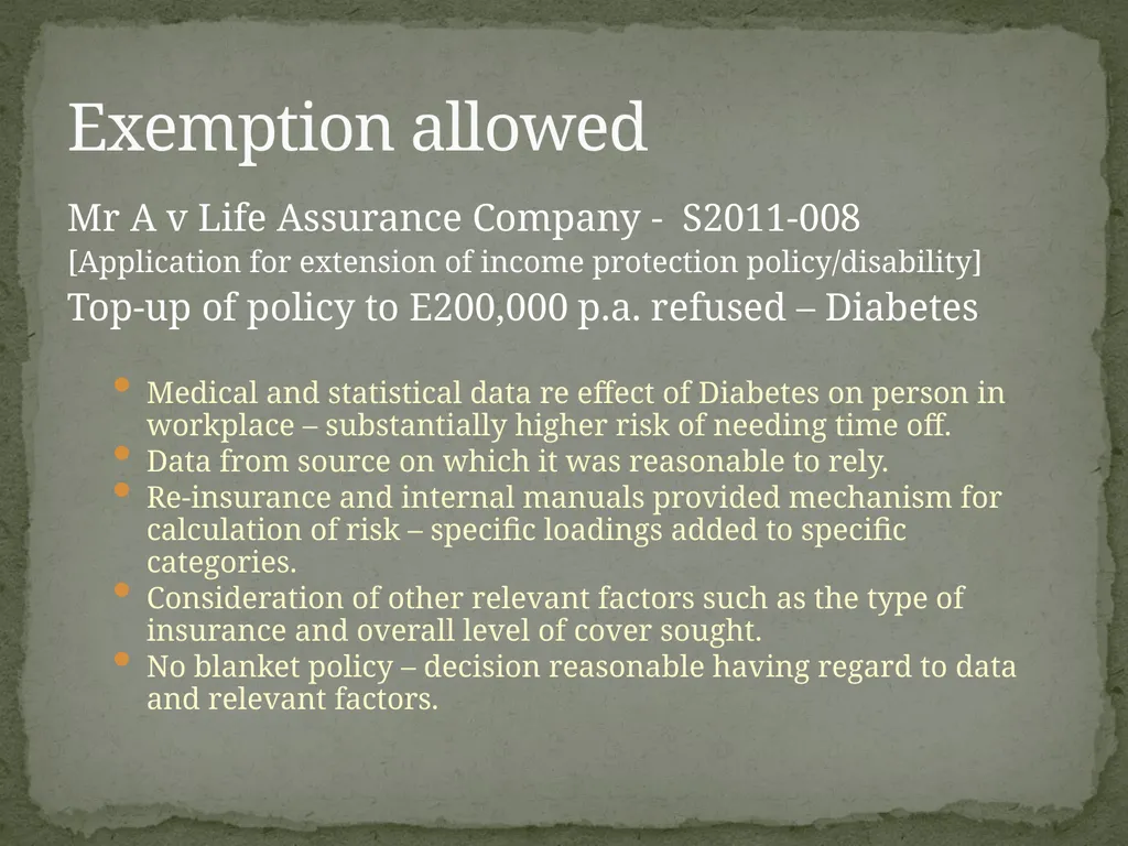 ATTITUDES TO HEALTH AND AGE IN INSURANCE: SOME - slide 15 of 21