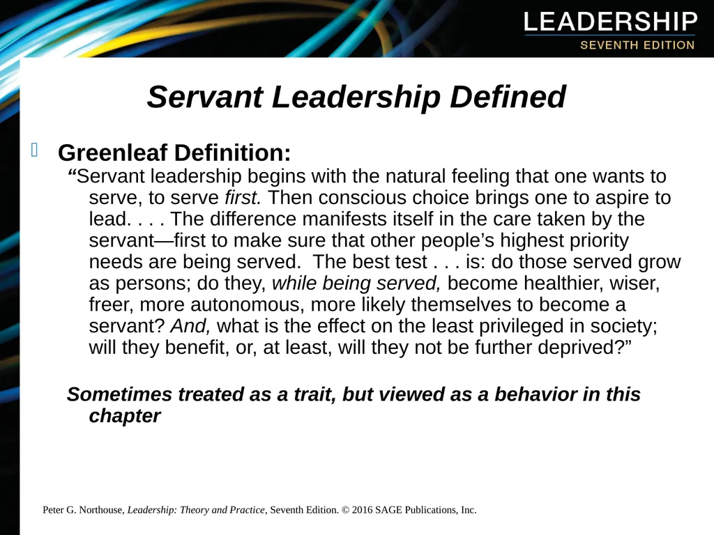 Chapter 10: Servant Leadership Overview Servant - slide 5 of 21
