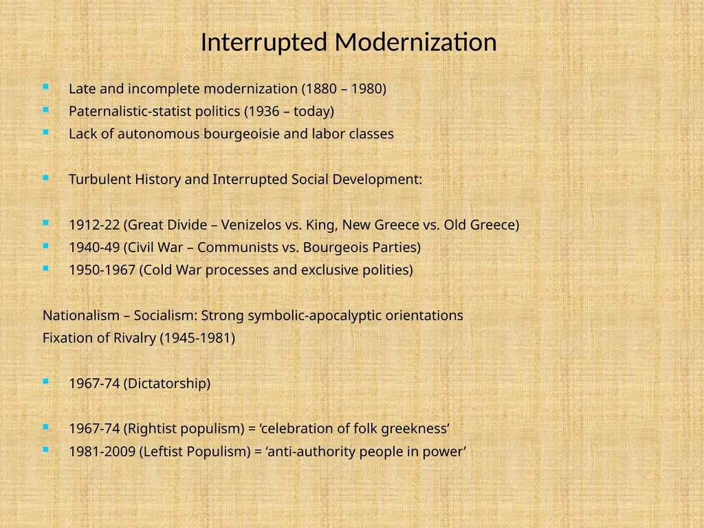 Civil Religion in Greece Modernization process in - slide 3 of 20