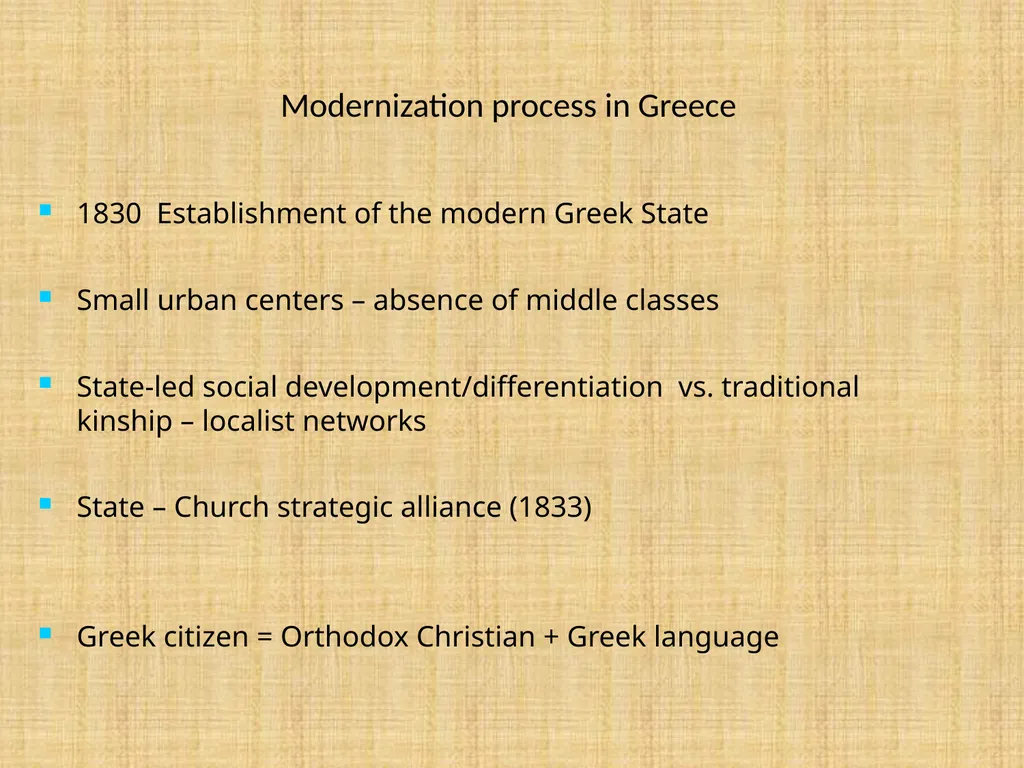 Civil Religion in Greece Modernization process in - slide 2 of 20
