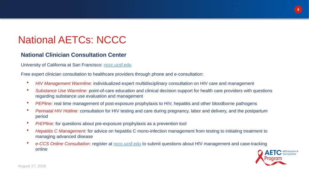 An Introduction to the AIDS Education & Training - slide 8 of 16