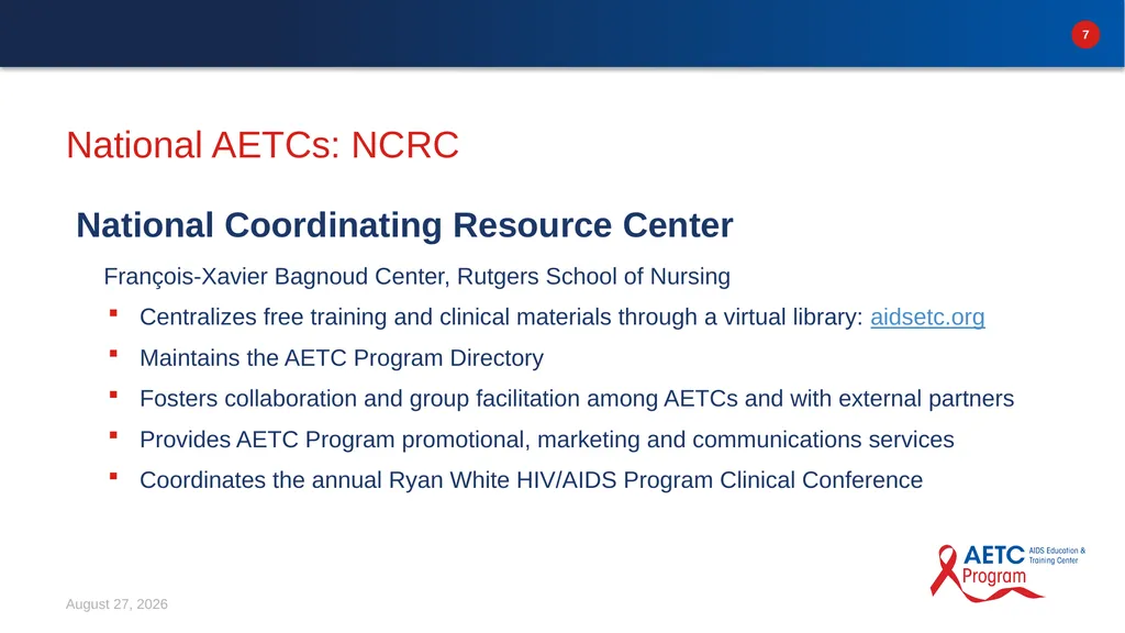 An Introduction to the AIDS Education & Training - slide 7 of 16