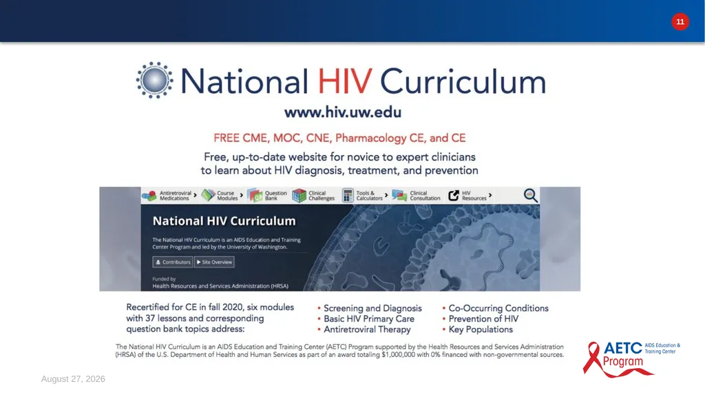 An Introduction to the AIDS Education & Training - slide 11 of 16