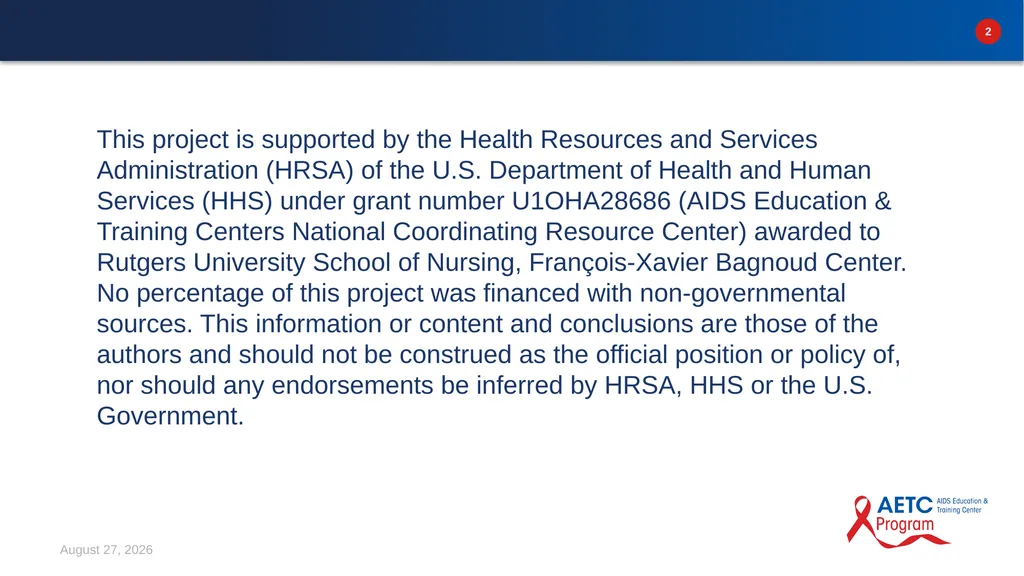An Introduction to the AIDS Education & Training - slide 2 of 16