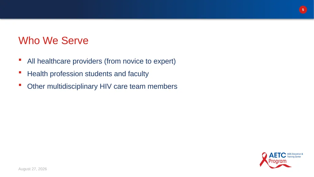 An Introduction to the AIDS Education & Training - slide 5 of 16