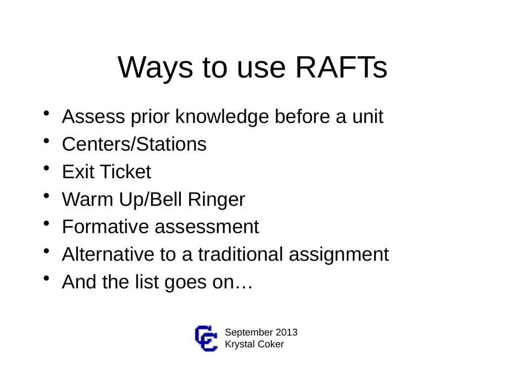 RAFTs for Differentiating A RAFT is… An engaging, - slide 8 of 15