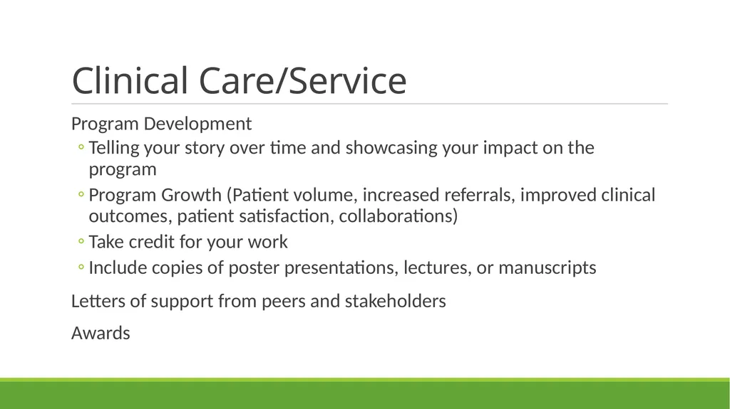 Building your Clinical Portfolio: Showcasing your - slide 11 of 16