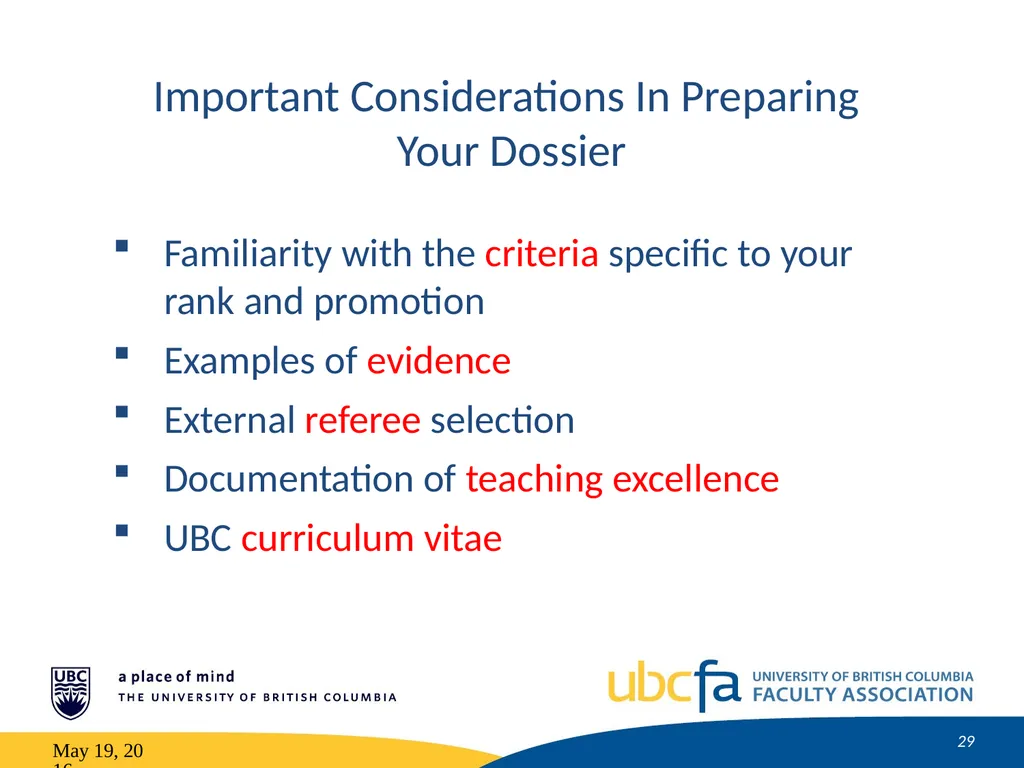 Tenure and Promotion Workshop Research Stream May - slide 29 of 52