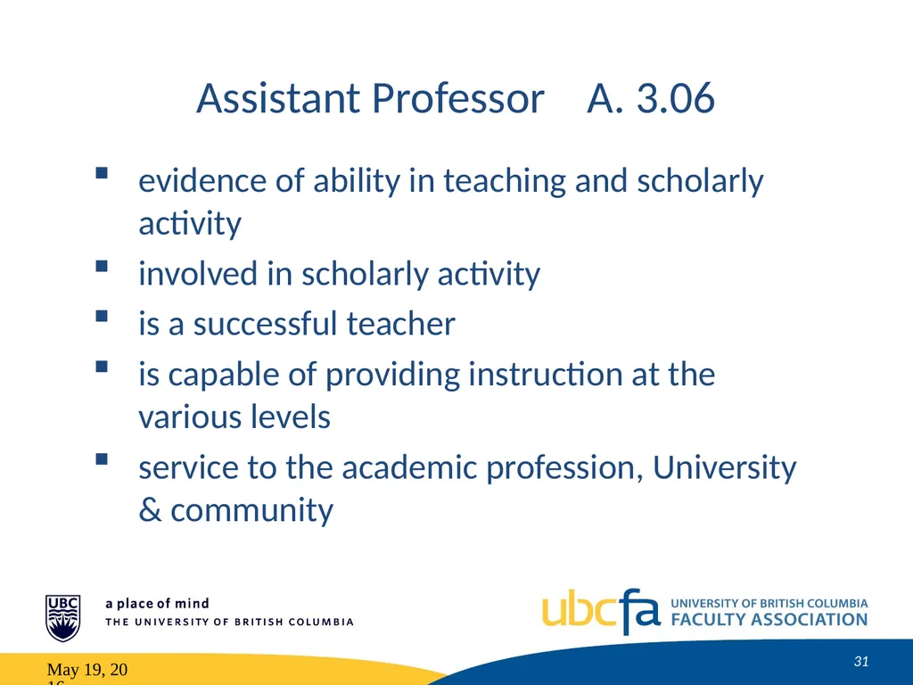 Tenure and Promotion Workshop Research Stream May - slide 31 of 52