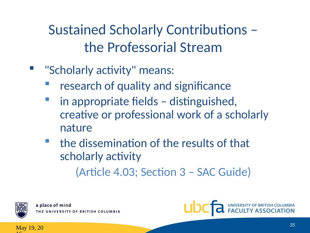 Tenure and Promotion Workshop Research Stream May - slide 35 of 52