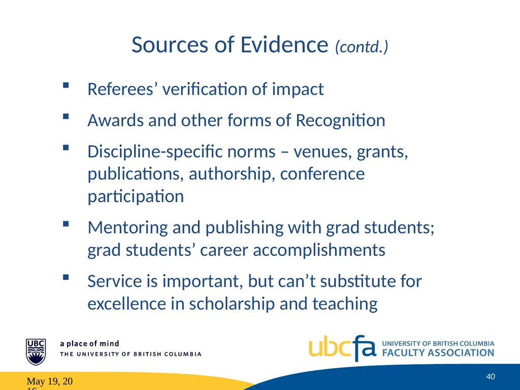 Tenure and Promotion Workshop Research Stream May - slide 40 of 52