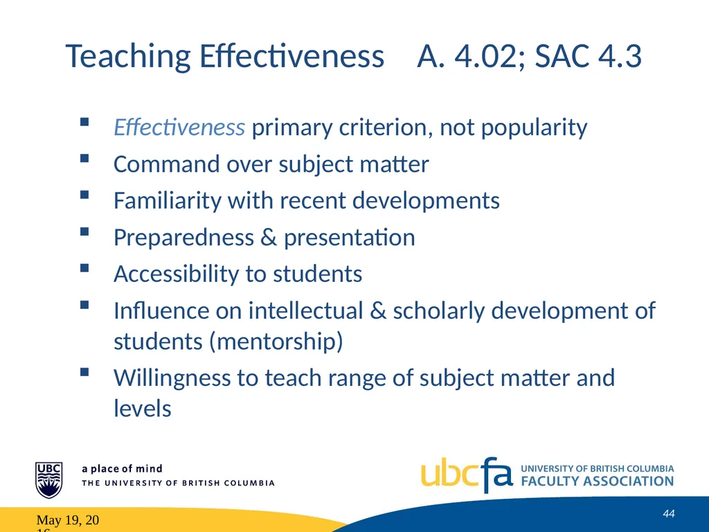 Tenure and Promotion Workshop Research Stream May - slide 44 of 52