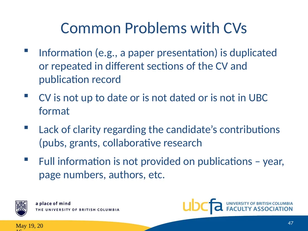 Tenure and Promotion Workshop Research Stream May - slide 47 of 52