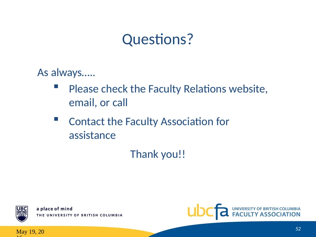 Tenure and Promotion Workshop Research Stream May - slide 52 of 52