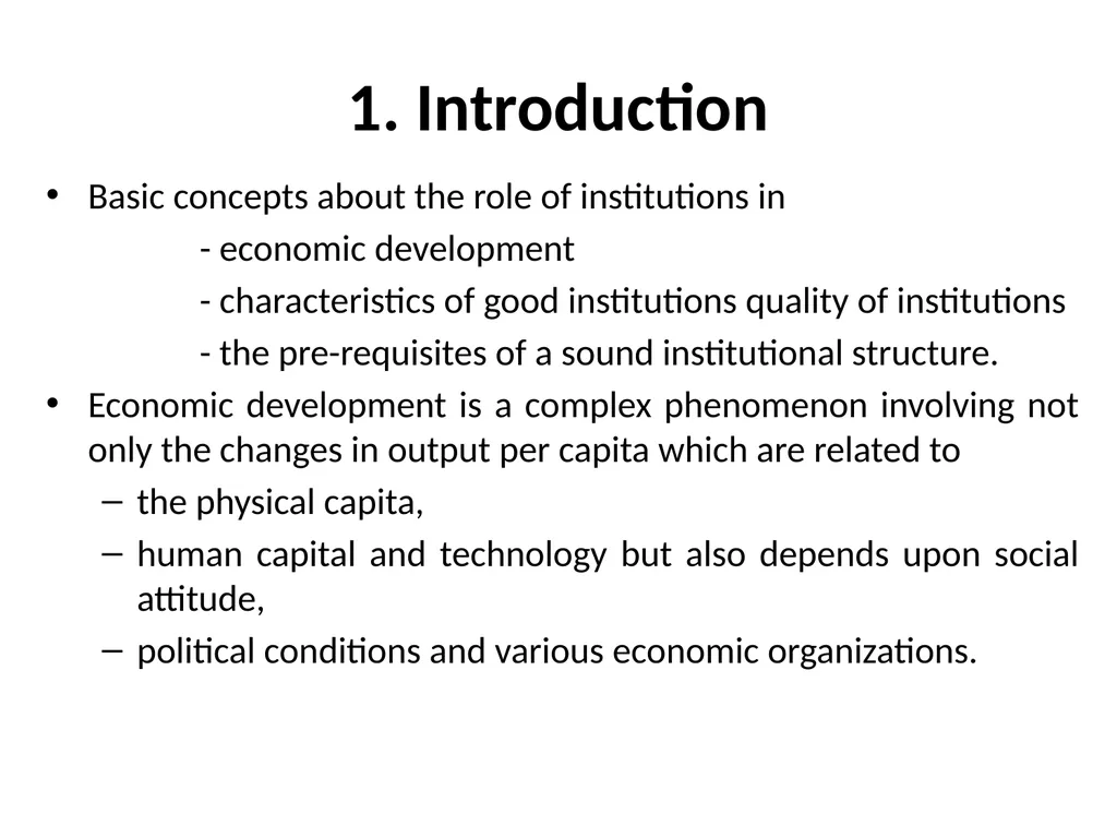 ROLE OF INSTITUTION IN ECONOMIC DEVELOPMENT - slide 3 of 13