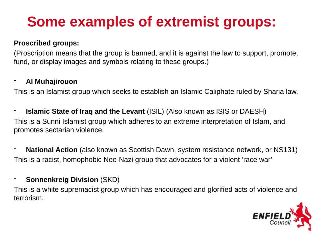 Preventing Radicalisation www.enfield.gov.uk - slide 7 of 18