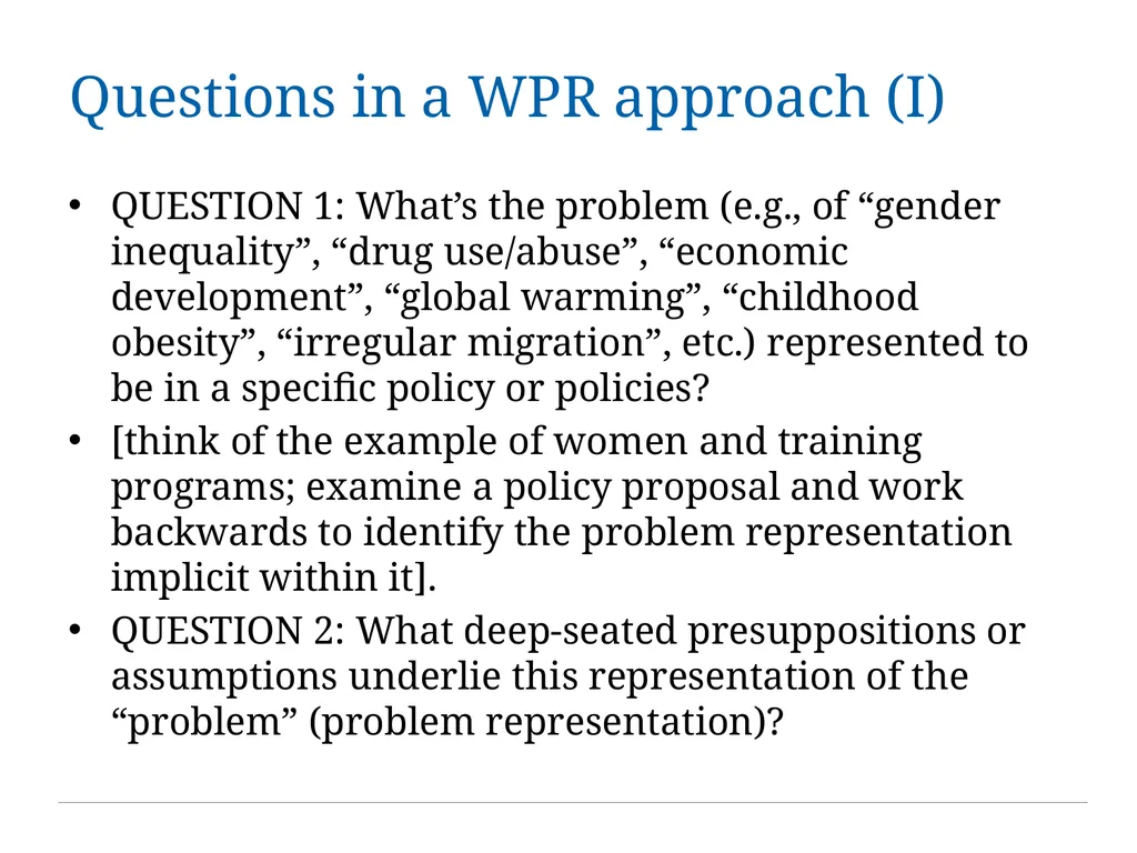 Critical Policy Analysis: “What’s the Problem - slide 16 of 36