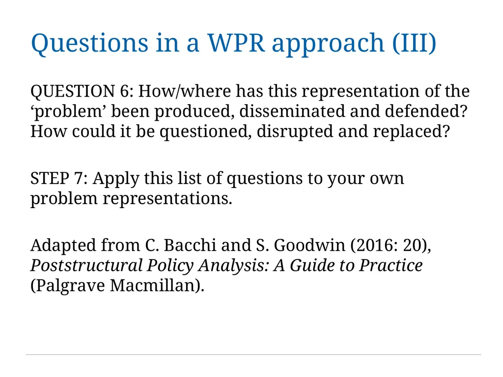 Critical Policy Analysis: “What’s the Problem - slide 20 of 36