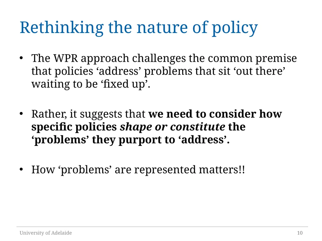 Critical Policy Analysis: “What’s the Problem - slide 10 of 36