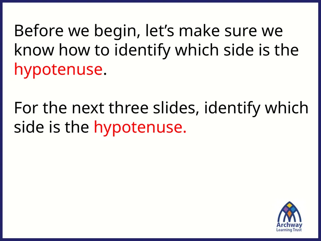 From last lesson: Pythagoras’ Theorem c2 = a2 + b2 - slide 7 of 25