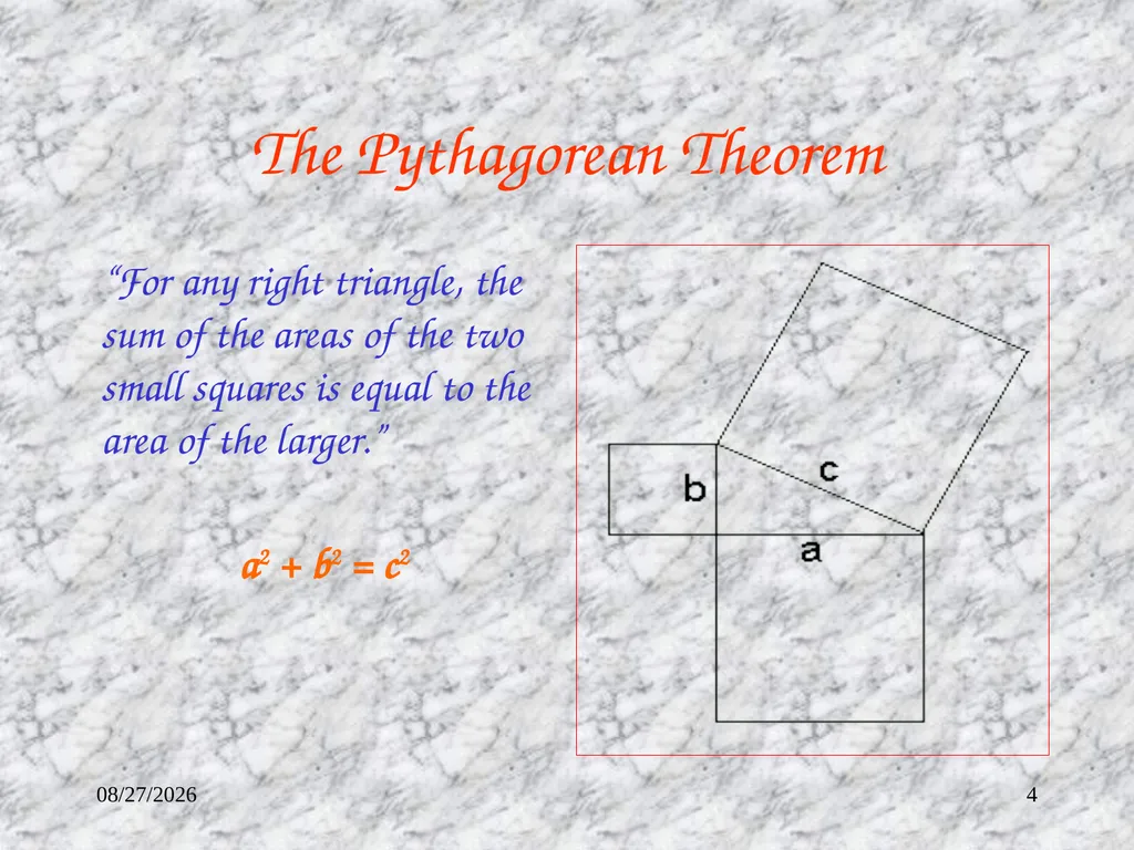 3/11/2023 1 The Pythagorean Theorem Mr. Clutter - slide 4 of 14