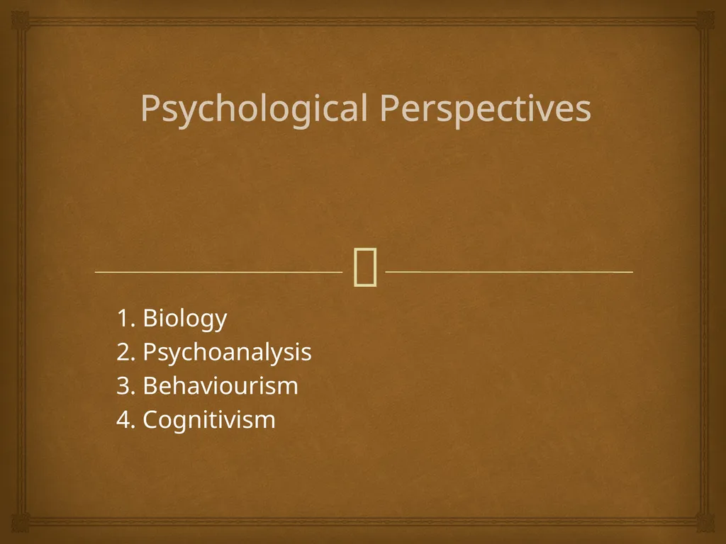 Psychological Perspectives 1. Biology 2. - slide 1 of 14