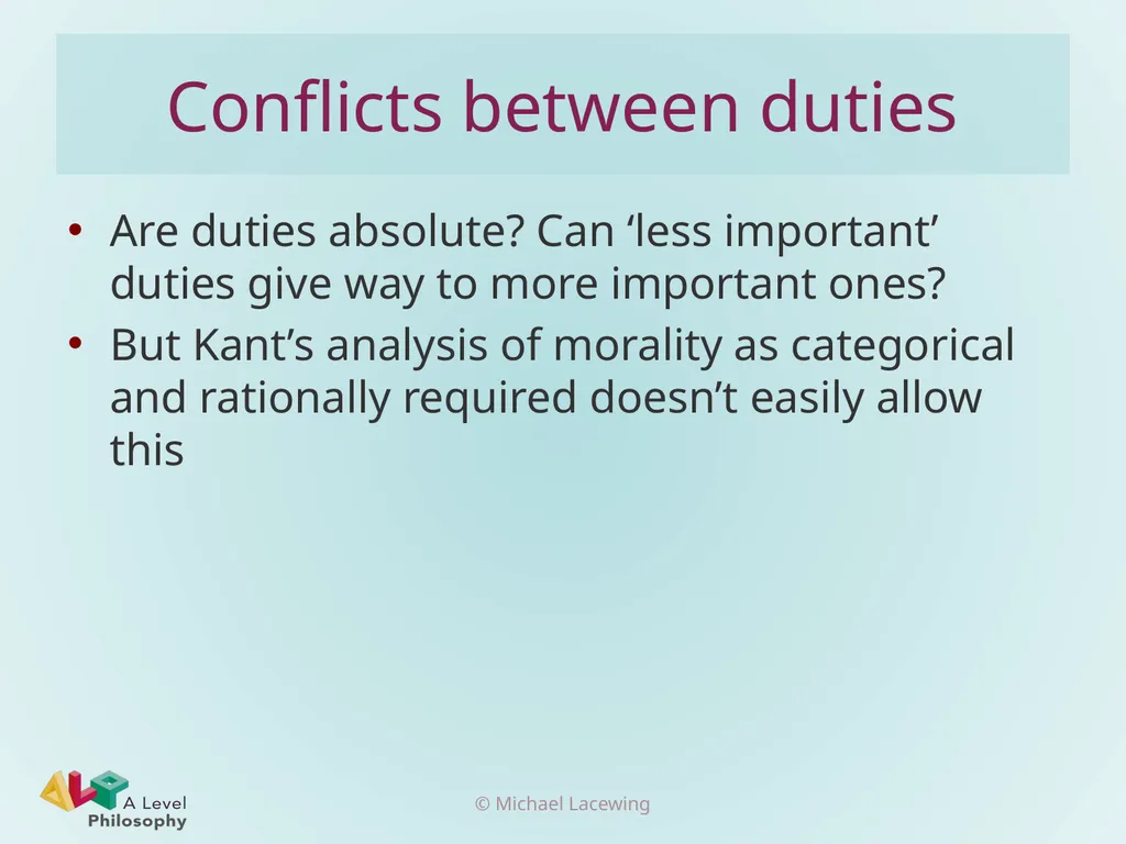 Three issues for Kantian deontology Michael - slide 4 of 7