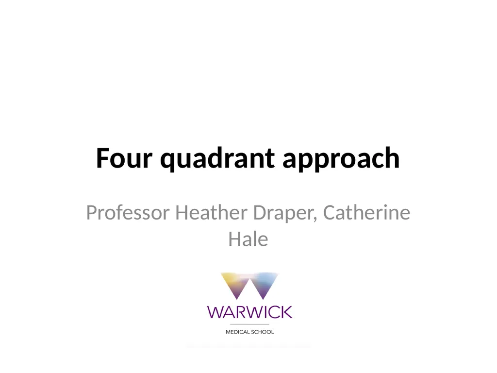 Four quadrant approach Professor Heather Draper, - slide 1 of 15