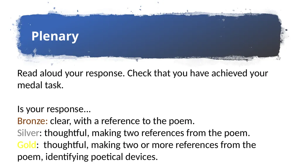 Learning Aim: Introduction to Poetry Last year: - slide 11 of 11