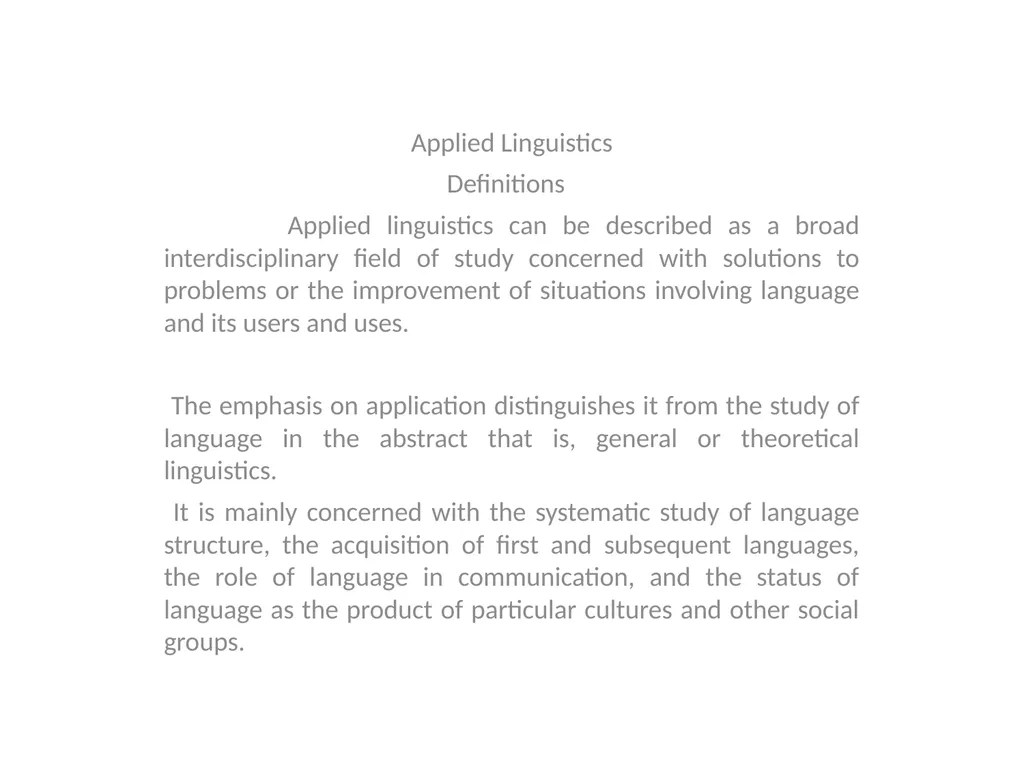 Applied Linguistics Definitions Applied - slide 1 of 9
