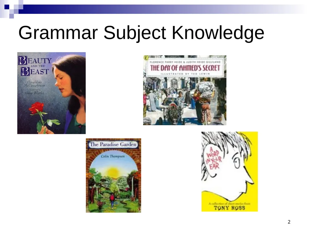 GRAMMAR SUBJECT KNOWLEDGE Phrase – Clause - - slide 2 of 13