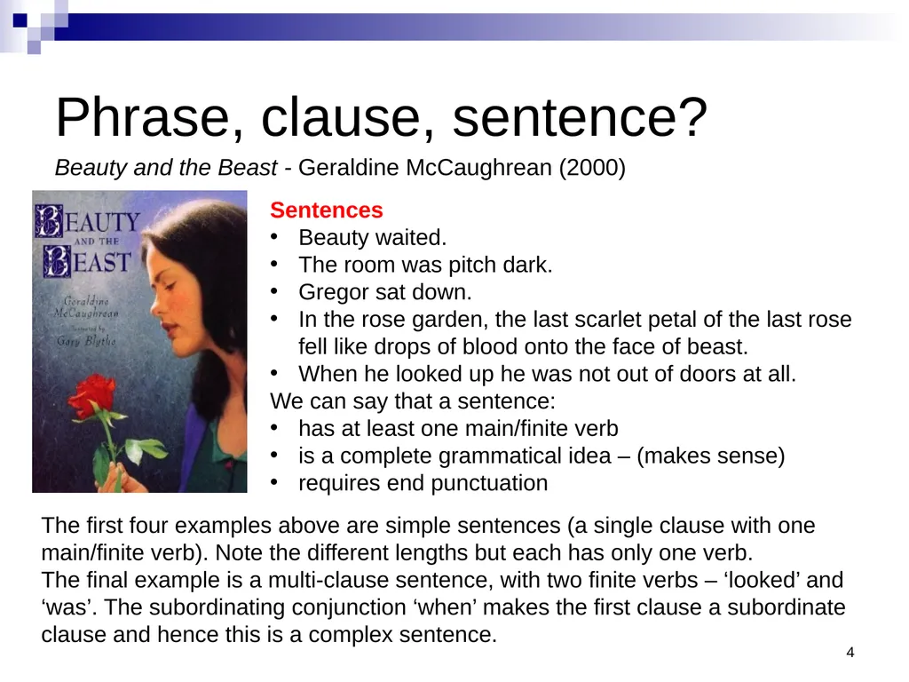 GRAMMAR SUBJECT KNOWLEDGE Phrase – Clause - - slide 4 of 13