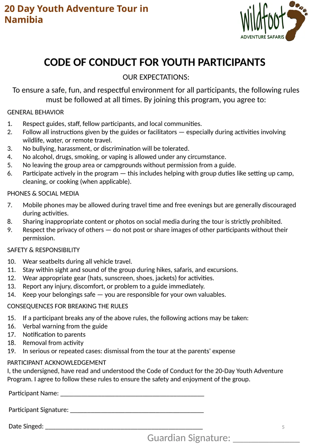 Youth Adventure Program – Parental Consent & - slide 5 of 7