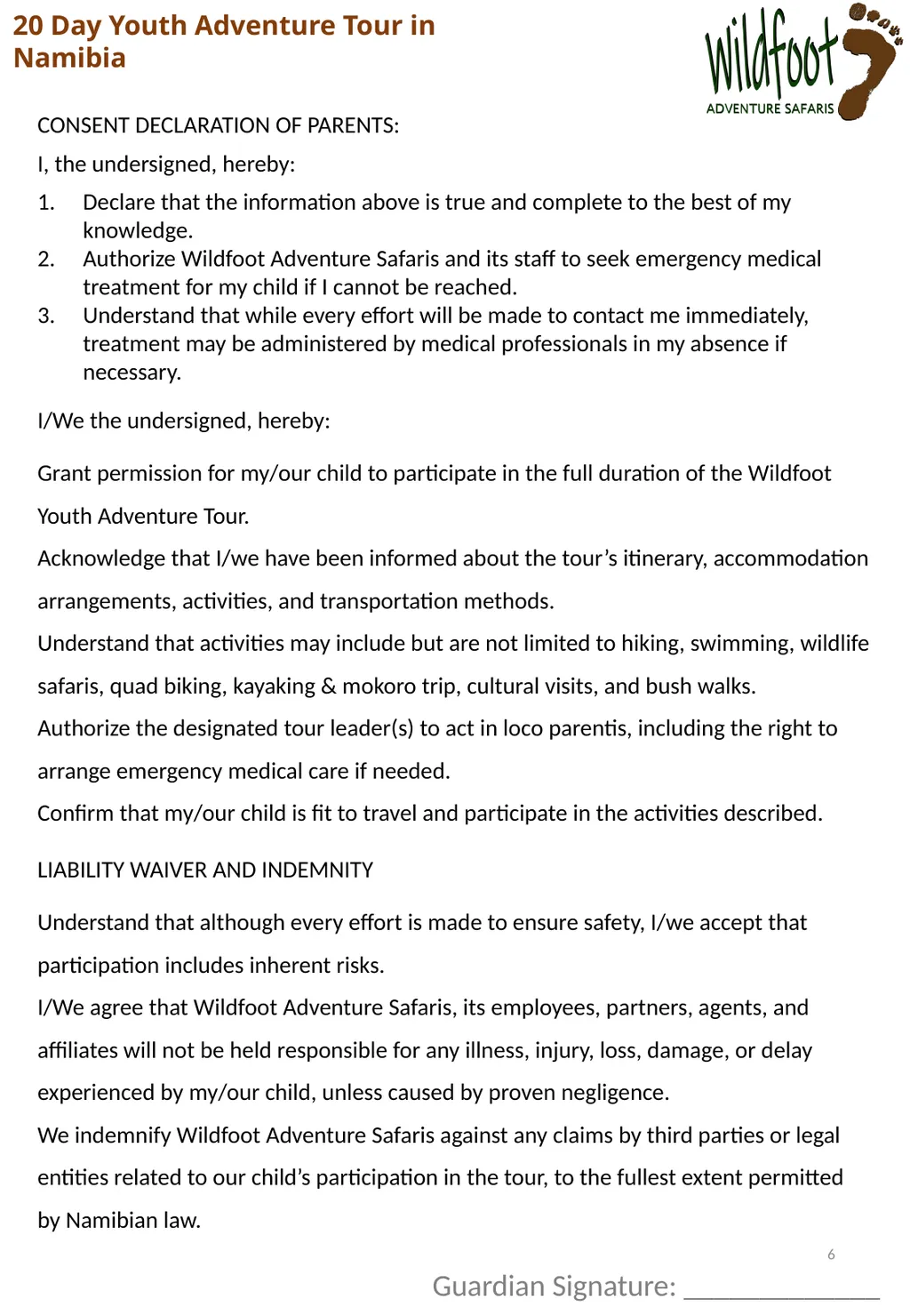 Youth Adventure Program – Parental Consent & - slide 6 of 7