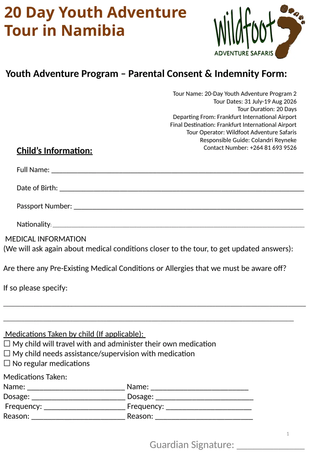 Youth Adventure Program – Parental Consent & - slide 1 of 7