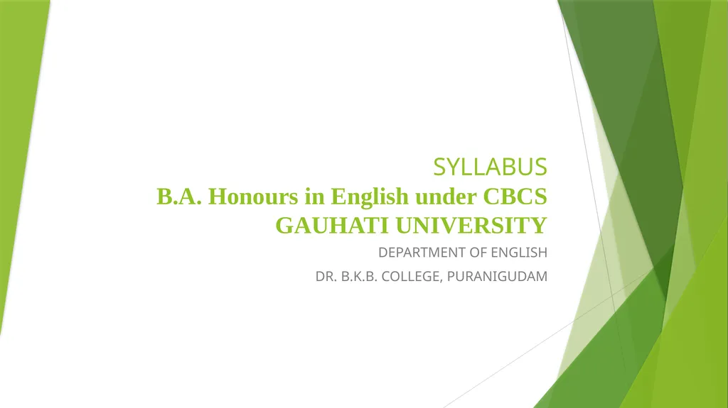 SYLLABUS B.A. Honours in English under CBCS - slide 1 of 12