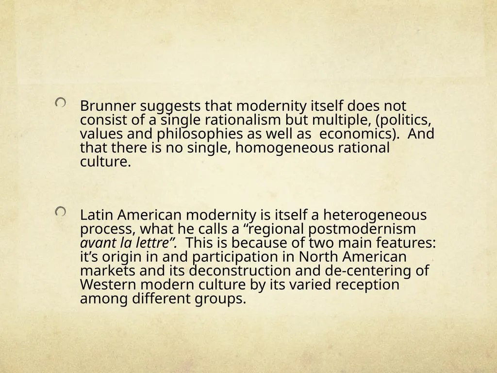Modernity and Postmodernity in Latin America - slide 8 of 13
